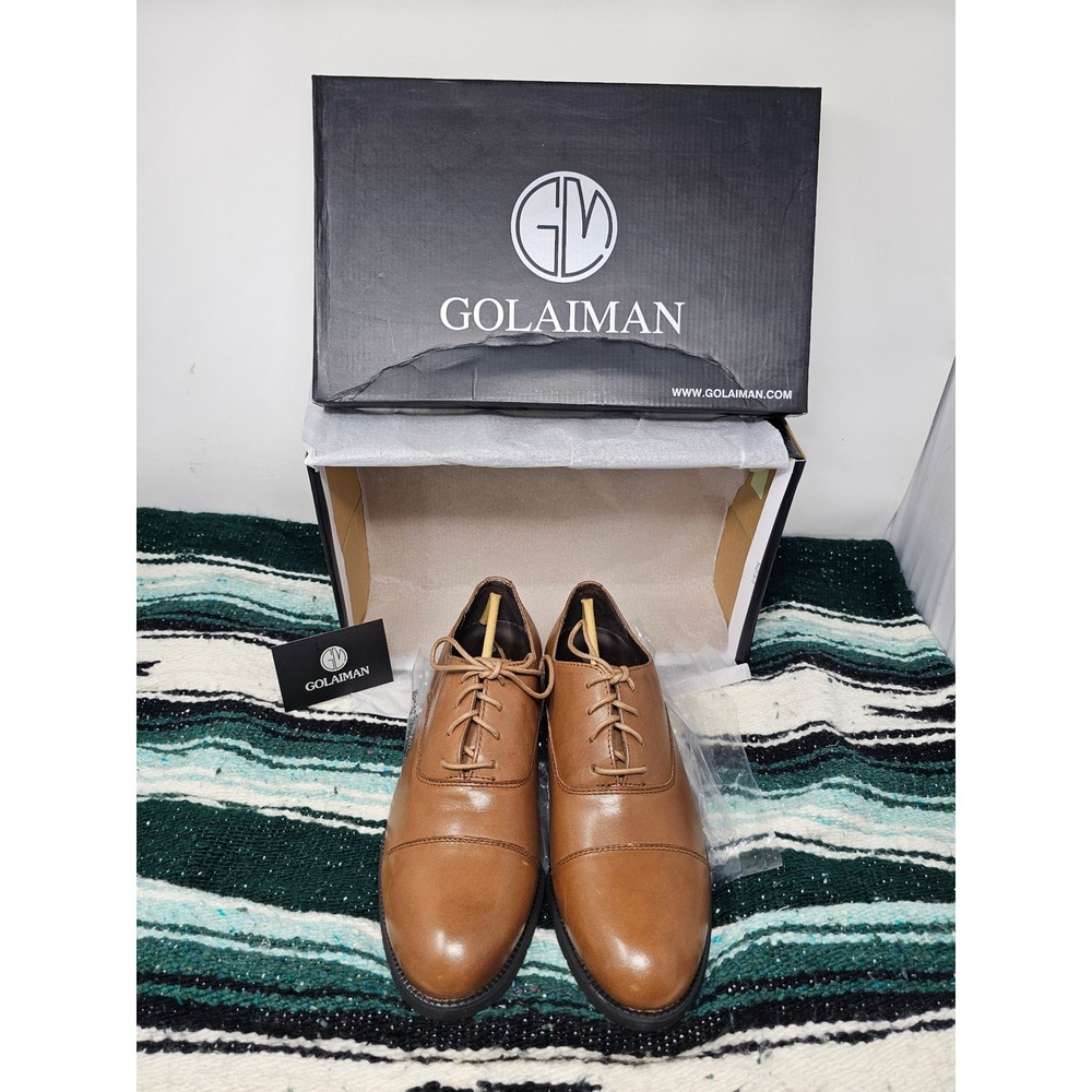 Golaiman Emmett Mens Brown Cap Toe Oxford Dress Shoes Size 9